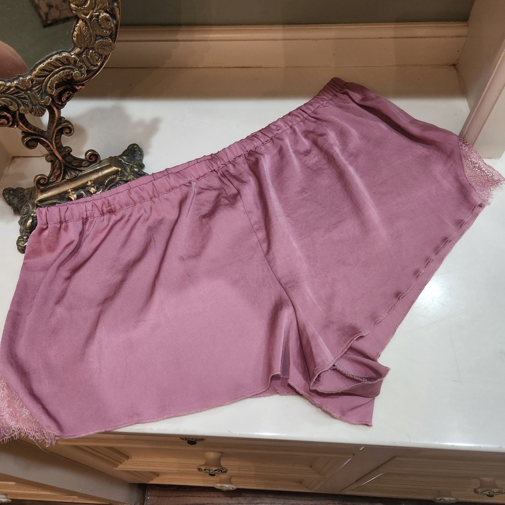 Victoria's Secret Mauve 100% Polyester Lace Trim Pajama Shorts Sz XL